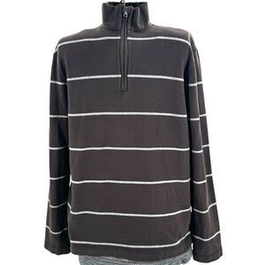 Banana Republic Soft Cotton Blend 1/4 Zip Striped‎ Sweater Men's Medium